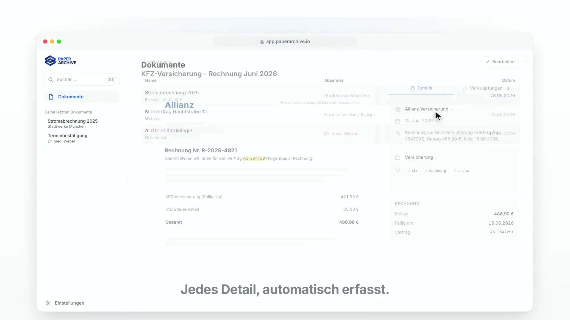 Alle Dokumentdetails auf einen Blick