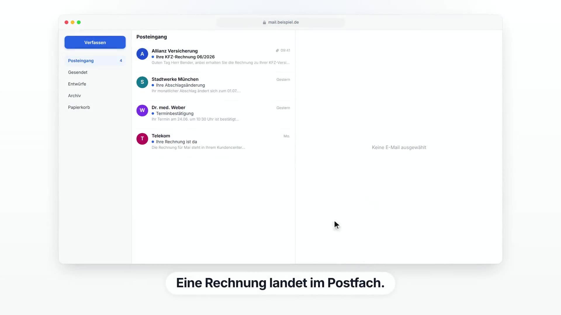 Demo-Video: E-Mail an Paperarchive weiterleiten, sie wird automatisch verarbeitet und ist sofort auffindbar
